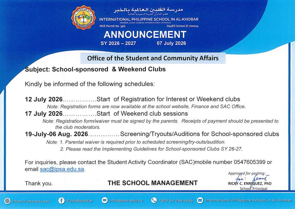 Club Announcement