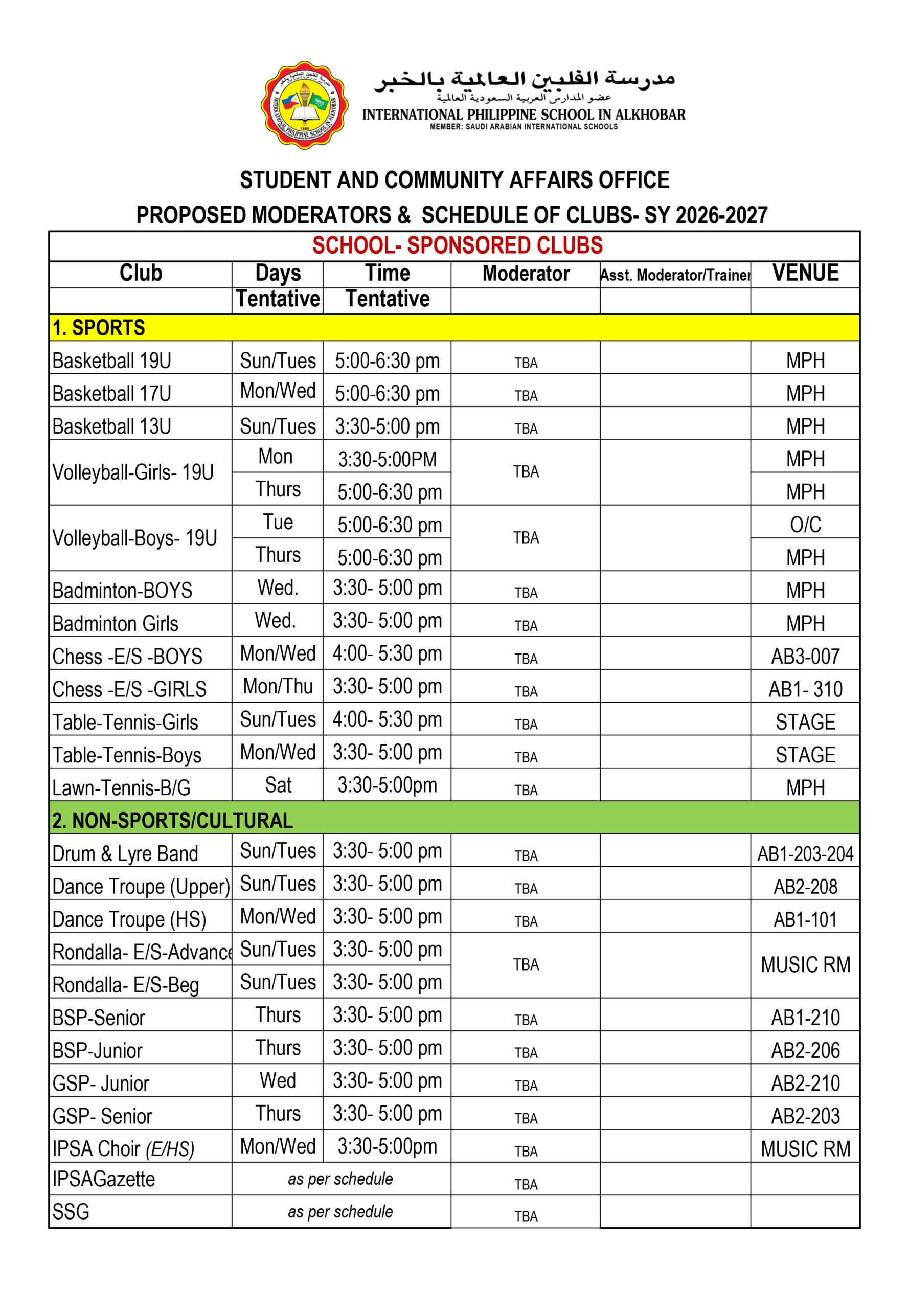 SSC SCHEDULE