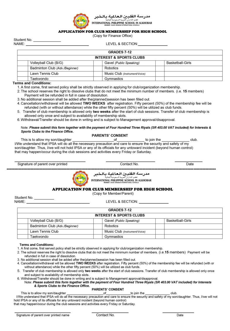 Club Application Form2026-2027 HS