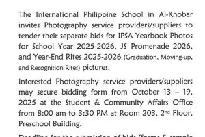 Invitation to Bid IPSA Yearbook photos SY 25-26